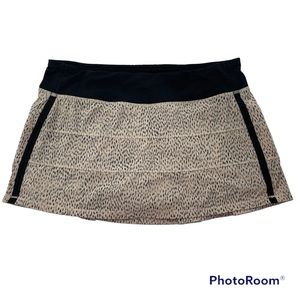 Lululemon Pace Rival Skirt II Womens Tennis Skort Sz 10 Dottie Dash Grain Black